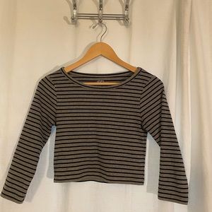 J Crew long sleeve stripped cropped shirt